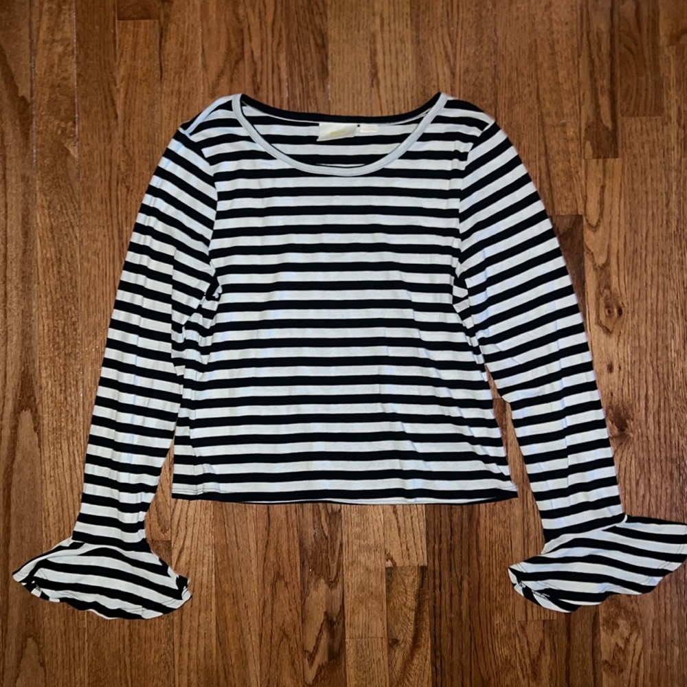 Maeve by Anthropologie Black & White Striped Long Sleeve Blouse Women’s Size L